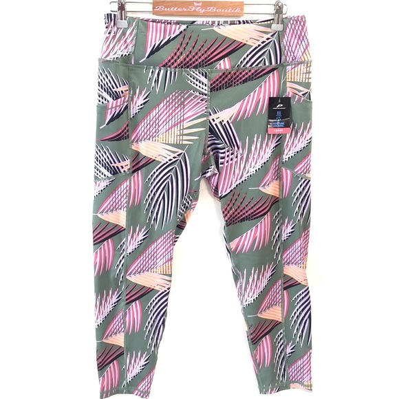 (A56) Pro Player Tropical Night Dark Ivy Ladies Leggings, Size Large, NWT - Picture 3 of 11